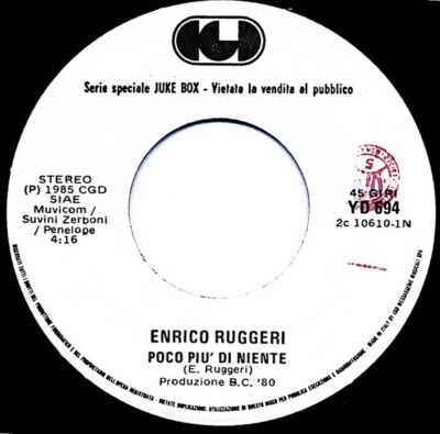 Enrico Ruggeri / Ivan Cattaneo & Dadavox - Wenig mehr als nichts / Tanzen ... (7'')