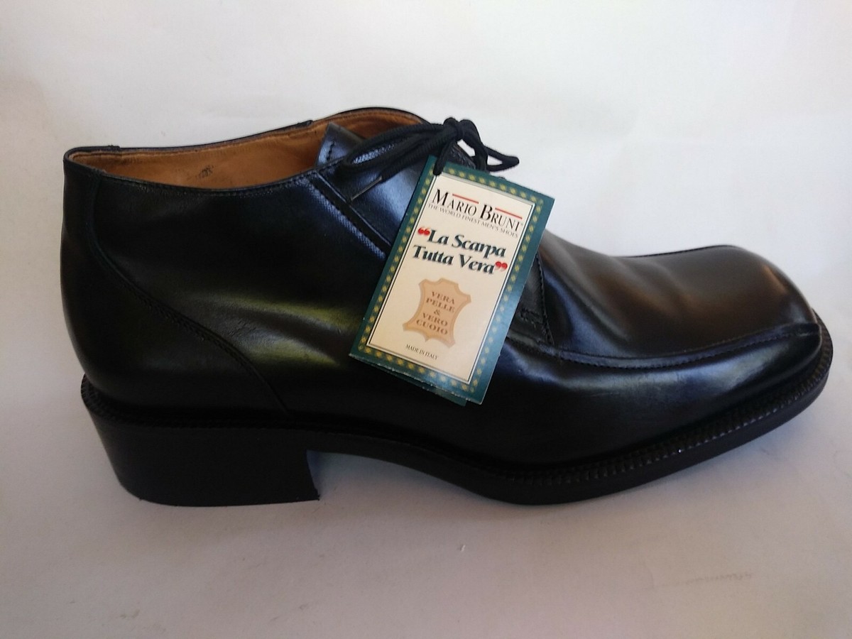 Mario Bruni Black Square Cap Toe Oxford Dress Lace Up Shoes 