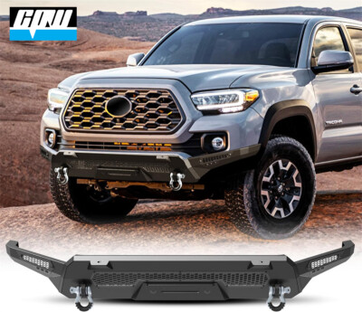Steel Front Bumper w/Side Wings Projector For 2016-2023 Toyota Tacoma w/Shackles
