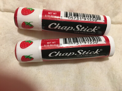 Lot of Two (2) ChapStick Classic Strawberry Flavor Lip Balm 0.15 Oz. NEW SEALED 