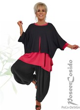 LAGENLOOK Überwurf Shirt Tunika schwarz L-XL-XXL-XXXL 44 46 48 50 52 54 56 58