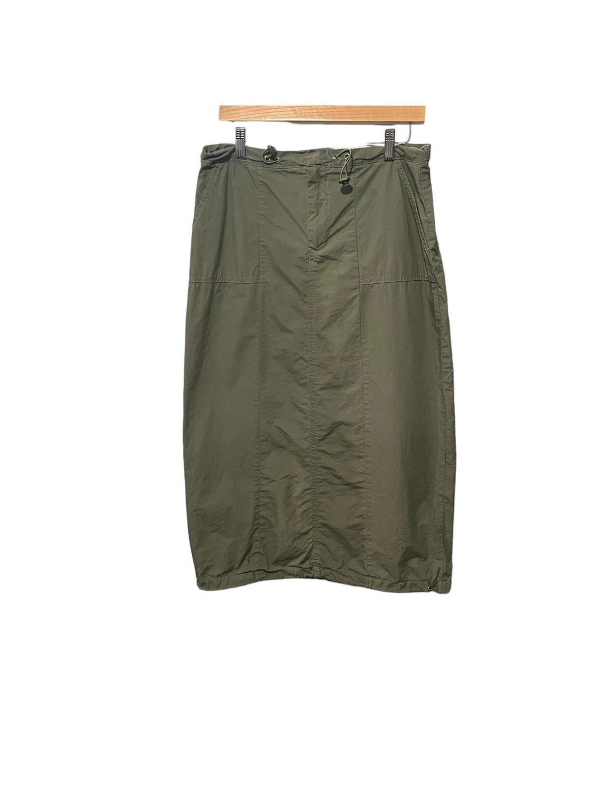 Cotton On Military Green Pull Tab Oversized Long Skirt Sz 4