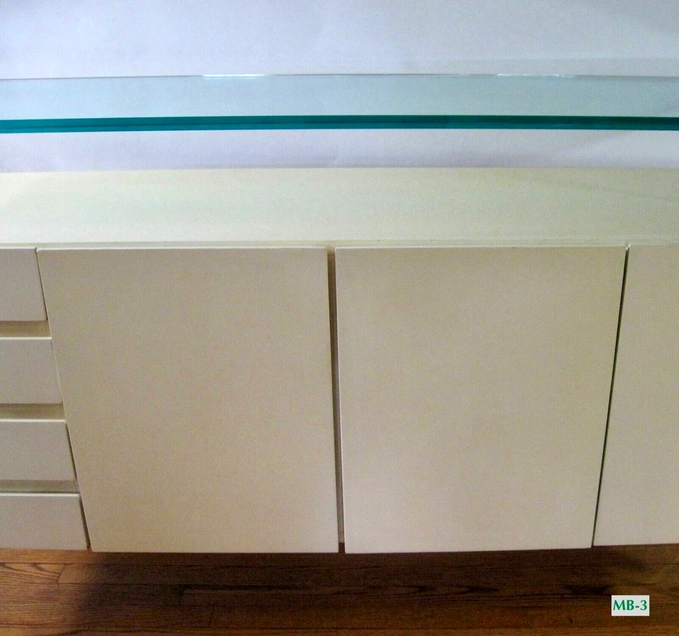 Aparador Milo Baughman T. Coggin 1972 Credenza|madera/lucite/vidrio/cromo | marfil Foto 3 de 4