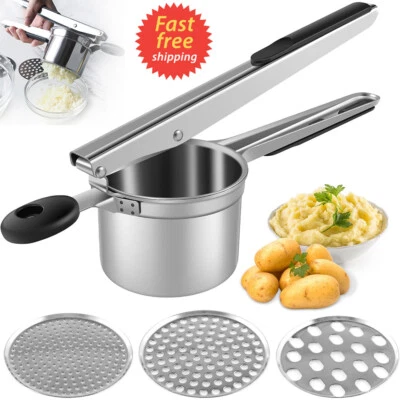 Large Stainless Steel Potato Ricer Masher Fruit Press Juicer Crusher Squeeze UK