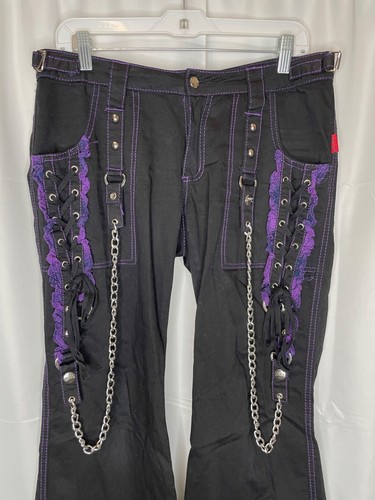 purple lace up pants