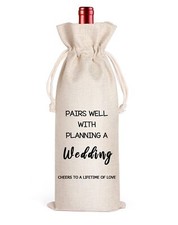 Wedding Wine Bag Wedding Couples Bride and Groom Wine GiftLinen Wine Gift Bag...