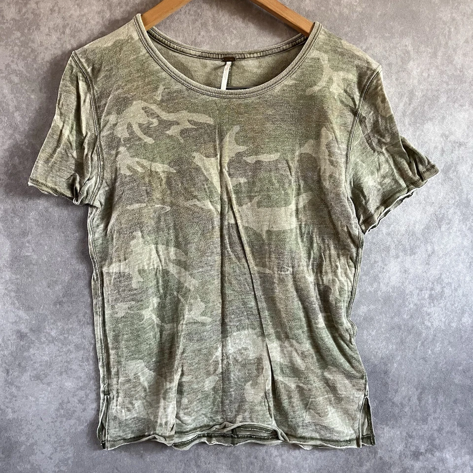 Женский камуфляжный топ Free People расслабленная армейская футболка блузка с коротким рукавом размер XS/TP - Изображение 3 из 4