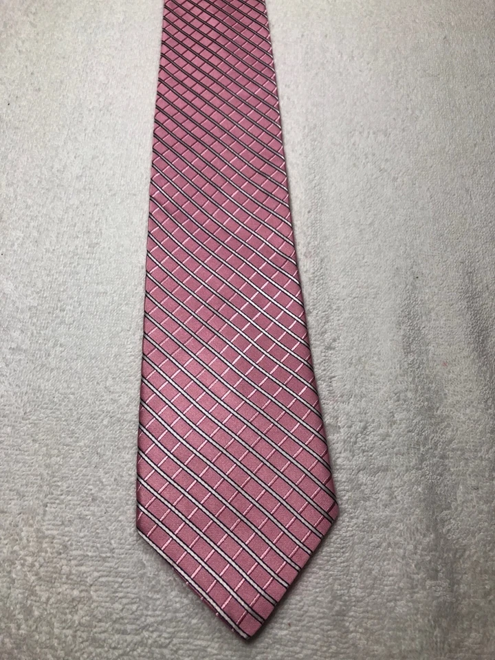 TOMMY HILFIGER МУЖСКОЙ ГАЛСТУК РОЗОВЫЙ С БЕЛЫЙ 3,75 X 59 - Изображение 2 из 4