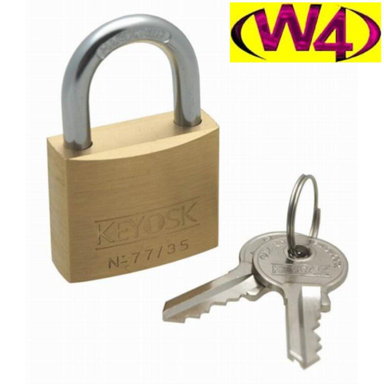 W4 Small Padlock Durable Brass Lock 3 Keys Caravan Tent Motorhome 37664