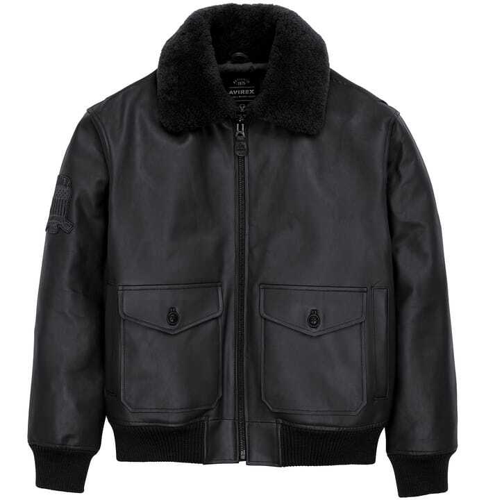 Men's Avirex G-1 Flying Black Bomber Aviator Real Lambskin Flight