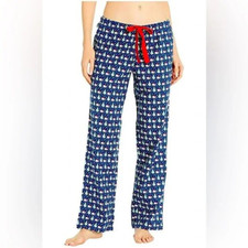 Vineyard Vines Blue Santa Hat Whale Flannel Lounge Pajama Pants Womens Medium