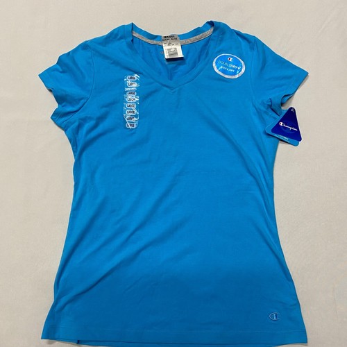 Champion Pro T-Shirt Women's Large Blue Quick Dry Cap Sleeve Pullover V-Neck NEW
