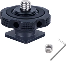 Cold Shoe Adapter with Dual 1/4 & 3/8 Screw Mount – Aluminum Alloy Camera Mount 