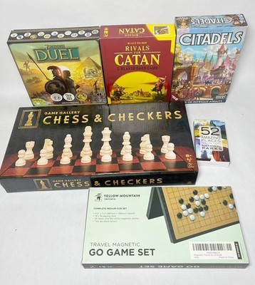 Board Game Bundle Lot of 5 Catan Duel Citadels Chess Checkers Go Game Complete