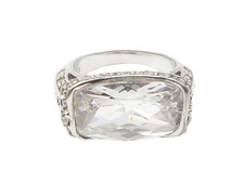 925 Sterling Silver Sparkling Cubic Zirconia Square Band Ring Sz 5 RG10286