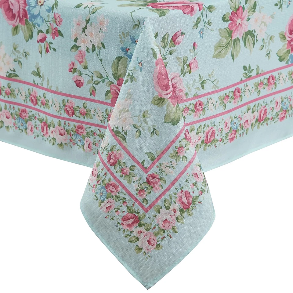 Nappe rectangulaire en Tissu avec Bordure de Jardin Floral Vintage Printemps ... - Photo 2/4