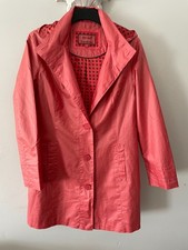 Giacca impermeabile M&S Per Una rivestita in lino e cotone taglia 12 cappuccio rimovibile S/S