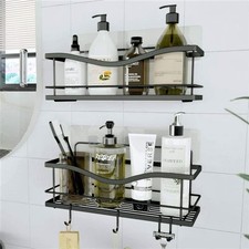 Premium , Self Adhesive Shower Organizer w/ 4 Hooks,