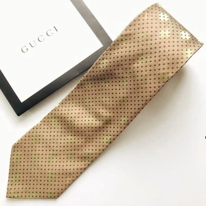 Cravate GUCCI 58,26 pouces motif pois marron soie