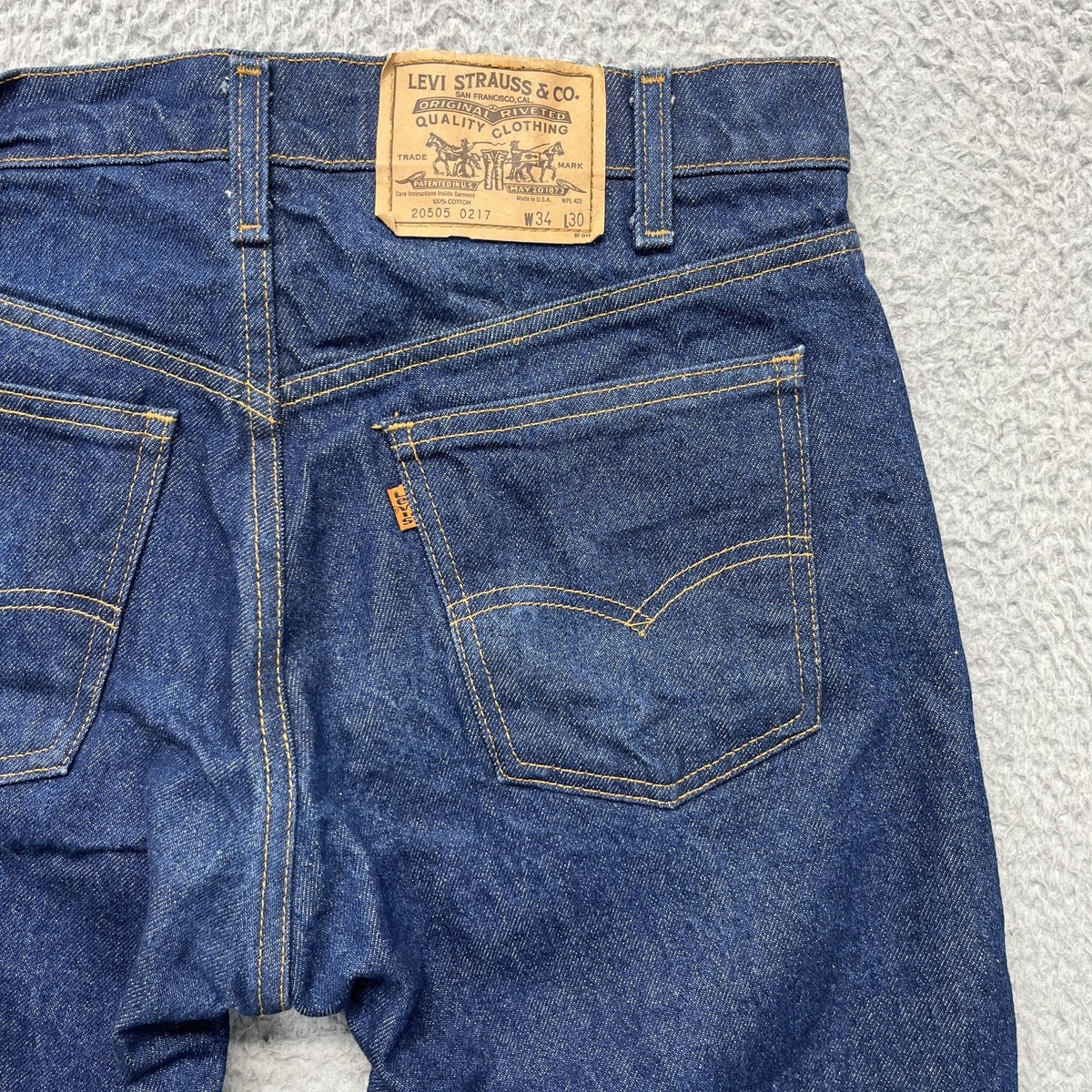 Vintage Levis 20505 Jeans Mens 34x30 Blue Dark Wash Orange Tab