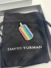 David Yurman 35mm Sterling Silver Rainbow Streamline Dog Tag Pendant