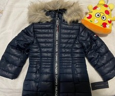 NWT Tommy Hilfiger Girls Signature Hooded Puffer Jacket Navy Blazer  1 Free Toy