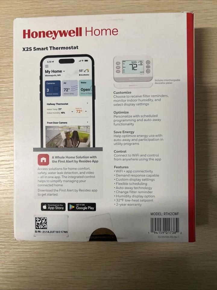 Honeywell Home X2S RTH2CWF Smart Thermostat - New Sealed - Wifi Programmable - Image 2 of 2