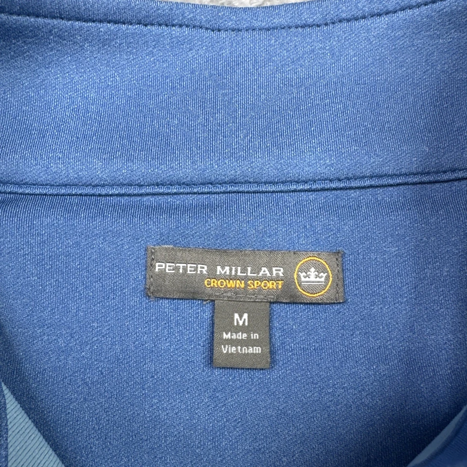 Pullover de golf Peter Millar para hombre azul mediano Kingsbarns 1/4 cremallera manga larga Foto 4 de 4