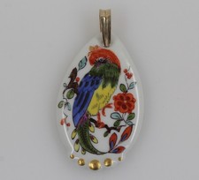 Sch&ouml;ner Meissener Porzellan Anh&auml;nger Paradiesvogel Gold 585 Meissen