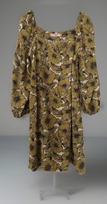 TP Women's Boho Yellow Short Dress With Flowers Balloon Sleeves Size Small