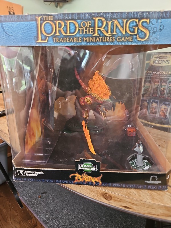 LORD OF THE RINGS MINIATURES GAME COMBAT HEX BALROG FIGURE 2004 OPENED ROUGH BOX