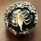 Vintage Sterling Silver Men's Scorpion Zodiac Ring Black In Color Size 9.5