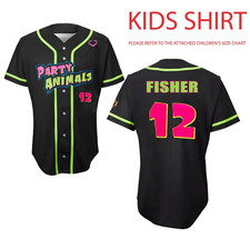Party Animals Fisher 12 Jerseys Button Baseball Youth Size Kid Shirt DO2462