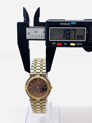 Exc+5] GUCCI 9000M Men's Quartz Watch Gold Black Dial Date Vintage