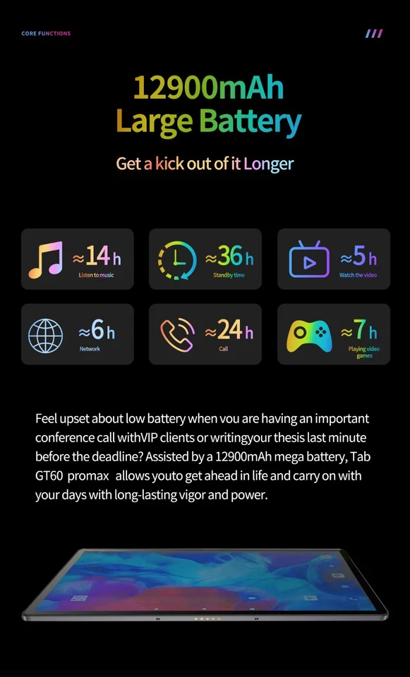 New 14 Inch tablet PC 16G+1TB ROM Android 14 Wifi 5G/4G Dual SIM Bundle Keyboard - Image 4 of 4