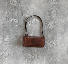 The Bridge Brown Leather Mini Shoulder Baguet...