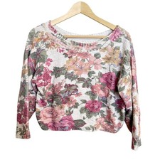 Vintage OSC Floral Sweater Tapestry Print Made in USA Small 90s Cottagecore