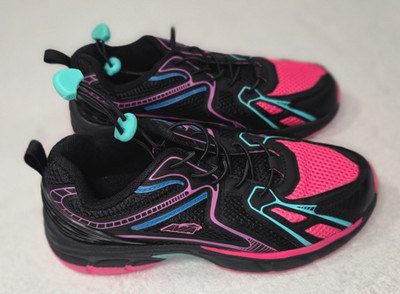 Avia Girls Colorblock Athletic Sneakers Pink Black Blue Mesh Odor Control Size 3