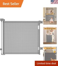 Space-Saving Retractable Baby Gate 33.6" Tall for Doorways Stairs - Grey
