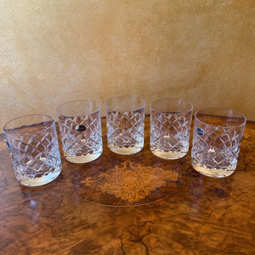 Vintage Bohemia Crystal Serenade Whisky Glasses Set Of Five