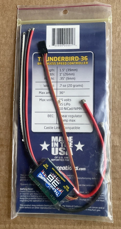 Castle Creations Thunderbird-36 Brushless Speed Controller 36 ESC with BEC - Image 2 of 4