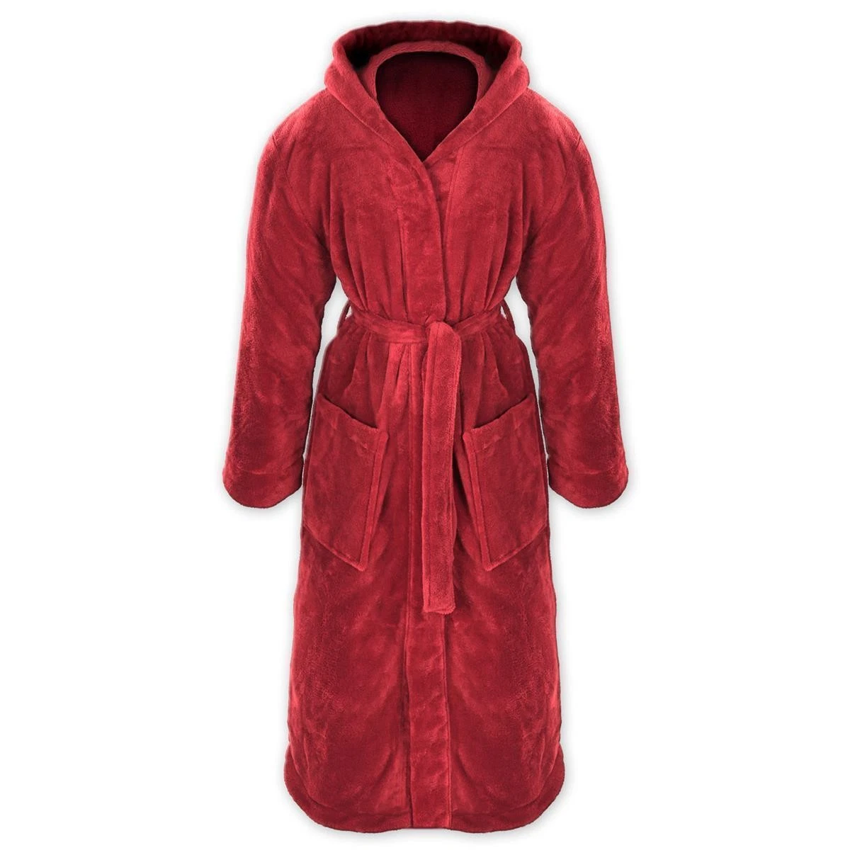 Bademantel mit Kapuze Kuschelfleece S-3XL Morgenmantel Saunamantel Unisex