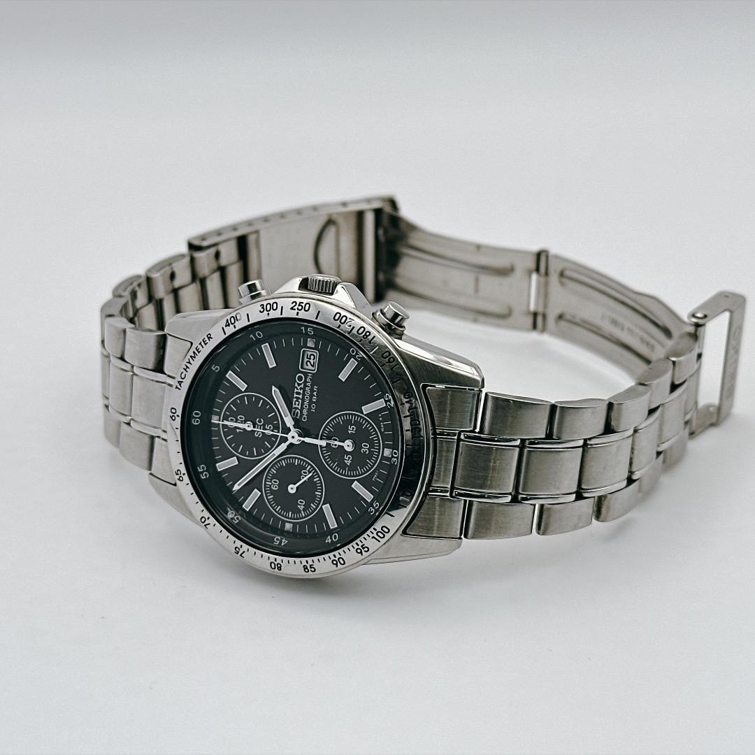 SEIKO 7T92-0DW0 Black Dial Men's Quartz Chronograph W… - Gem