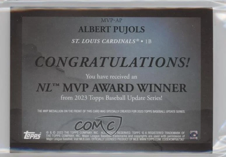 2023 Topps Update MVP Medallion Red /10 Albert Pujols #MVP-AP - Image 2 of 2