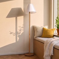 Lucande Stehlampe 'Jinda' (Skandinavisch) In Weiß Aus Textil (1 Flammig, E27) -