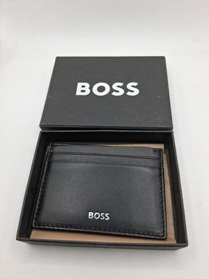 BOSS Hugo Boss Randy N Leather Card Case   NWT and Box 2001? Black & Sliver Logo
