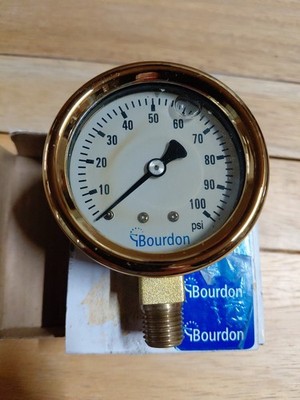 BOURDON MAG3-D52.H21 Pressure Gauge,0 to 100 psi Range
