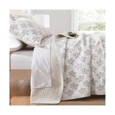 100 Cotton Quilt Set Queen Size, Queen Quilt, Floral Striped Reversible Bota...