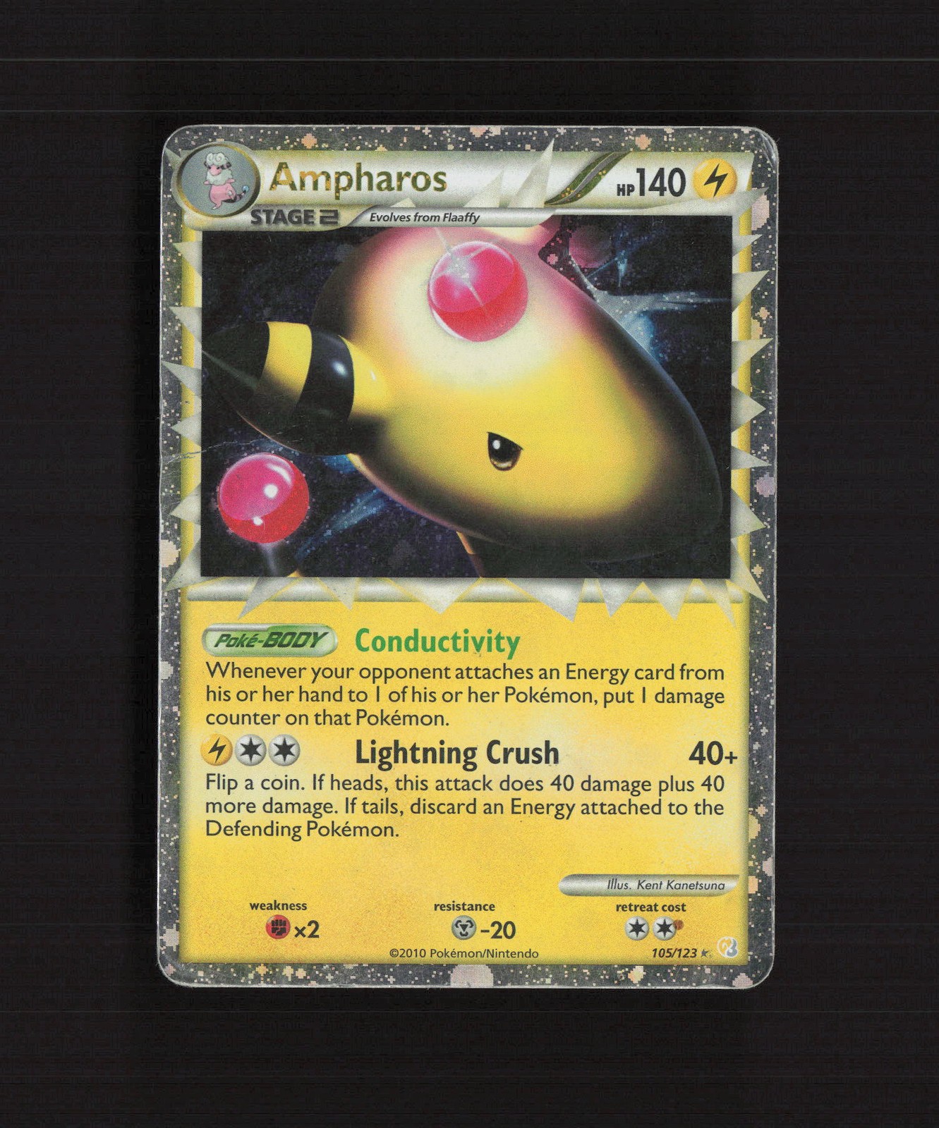 Ampharos 105/123 HeartGold SoulSilver Ultra Rare Holo Pokemon Card DMG