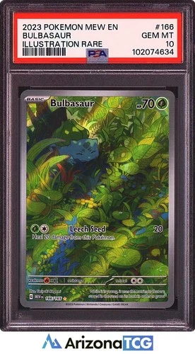 Pokemon 2023 Bulbasaur 166/165 Full Art Illustration Rare 151 GEM MINT PSA 10
